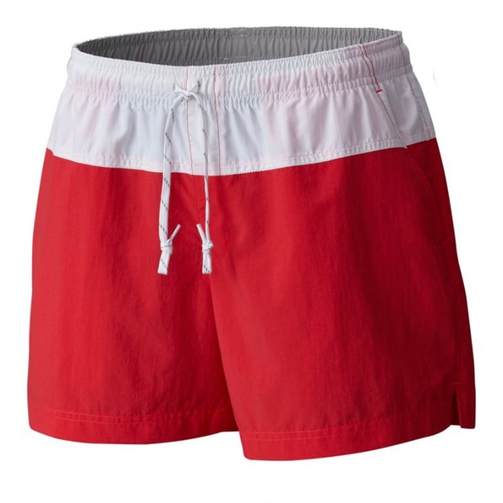 NEW Columbia Women's Sandy River Colorblock Shorts Red & White UPF 30